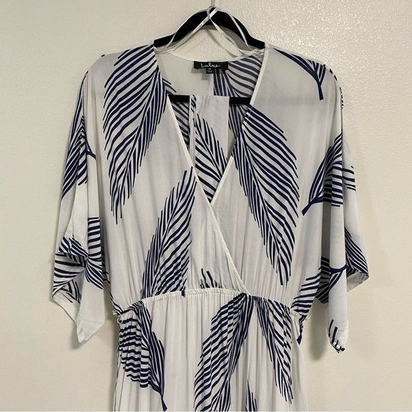 Lulus Dress Women’s Size Medium Sign of the Times Blue Leaf Print Maxi Dress - Picture 6 of 15